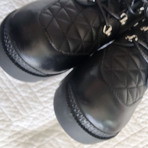 Schutz cory quilted lace up chunky heel combat boots - Picture 8 of 12
